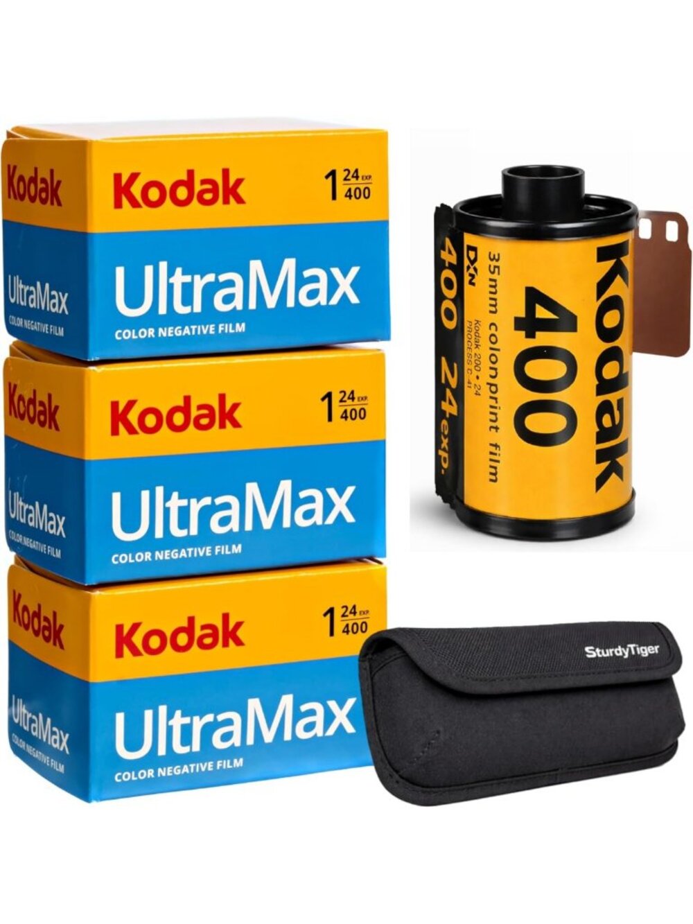 35mm Ultramax 400 Film Rolls - 24 Exp, Set of 3 with Durable Storage Case